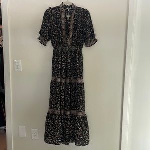 Max Studio Floral Print Tiered Maxi Dress Med